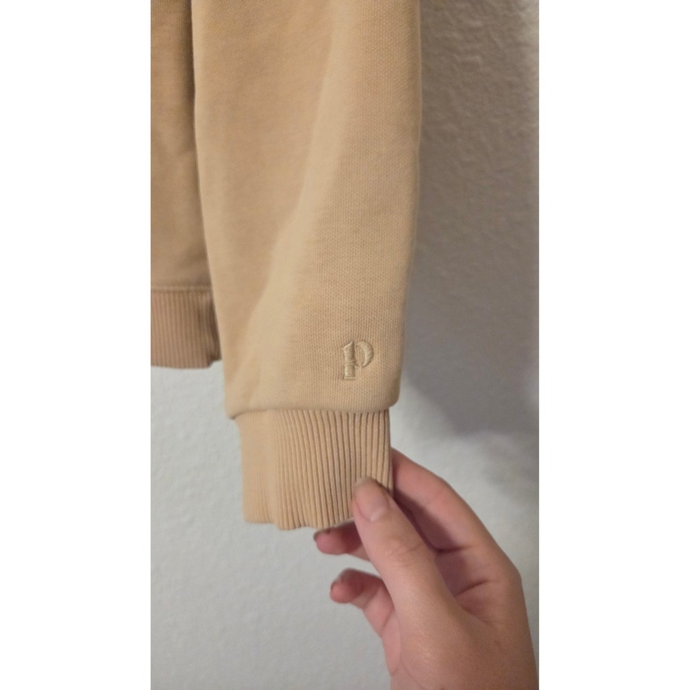 PACT Organic Cotton V Neck Sweatshirt Beige Relaxed Minimalist Pullover‎ Large - Picture 5 of 6